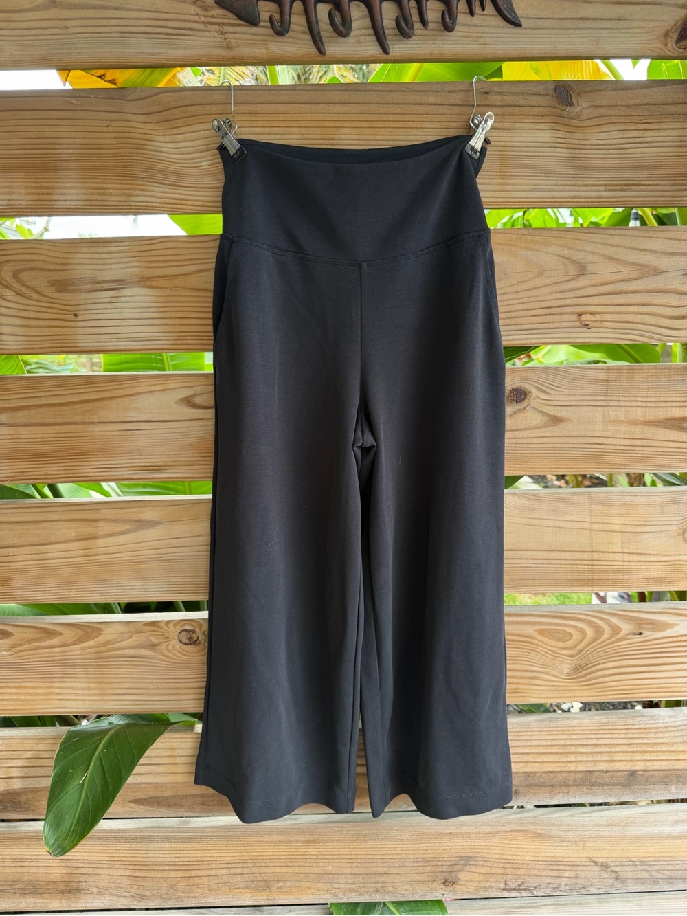 Athleta High-Waist Black Wide-Leg Ponte Pants